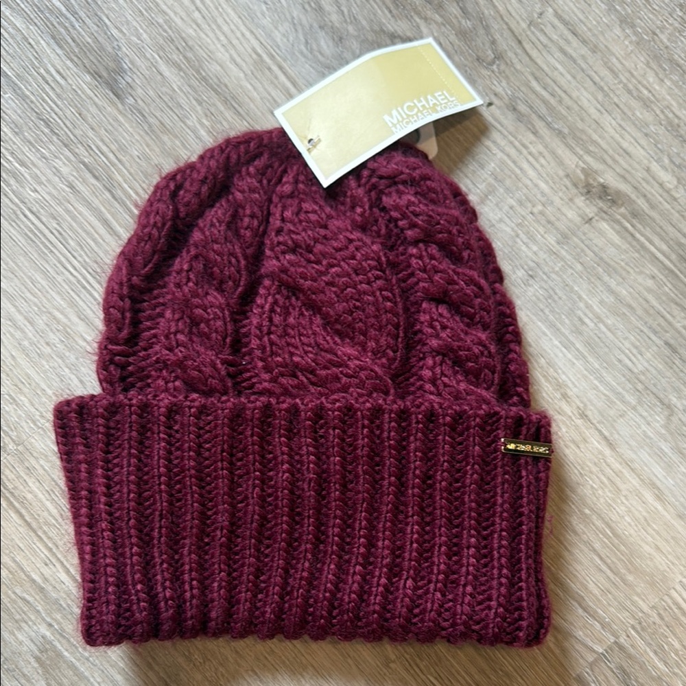 Michael Kors Burgundy Knit Beanie